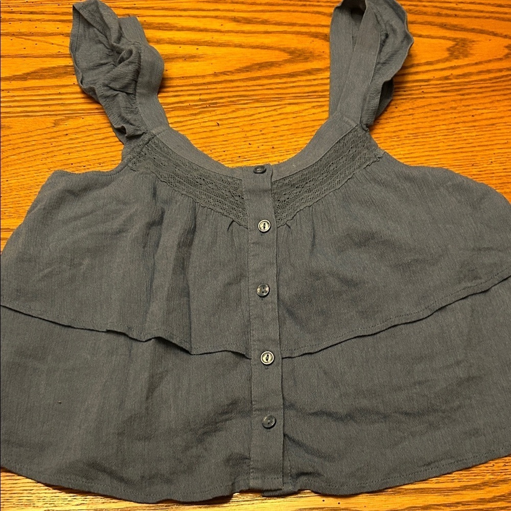 Blue Sleeveless Button-Up Women's Top/8